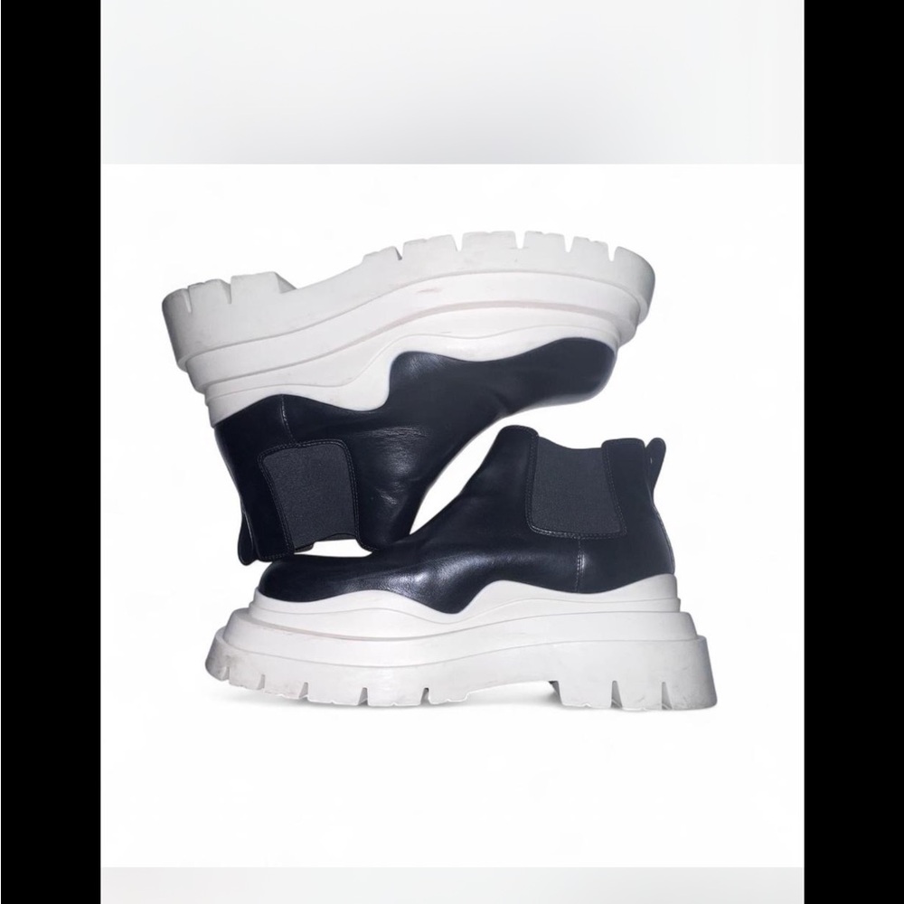 Bottega Veneta Black and White Platform Ankle Boots
